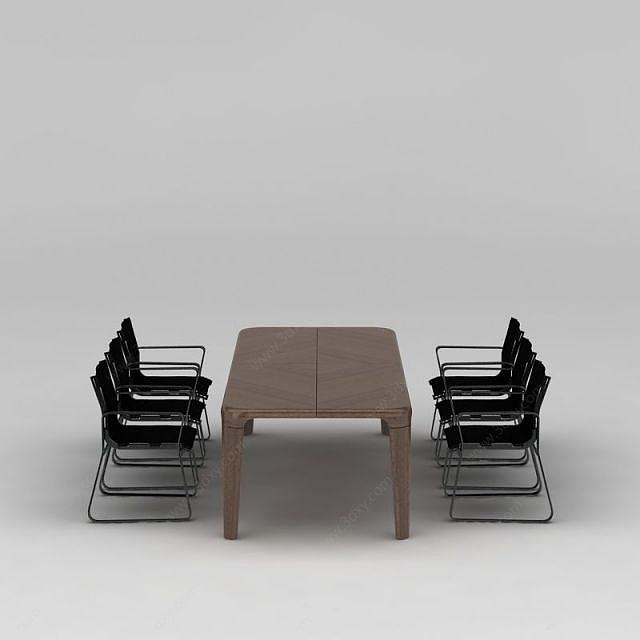 个性简约餐桌椅组合3D模型