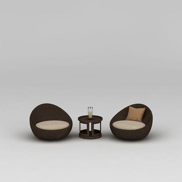 休闲藤编椅3D模型