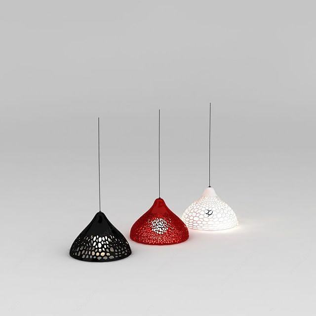 黑白红三色餐厅吊灯3D模型