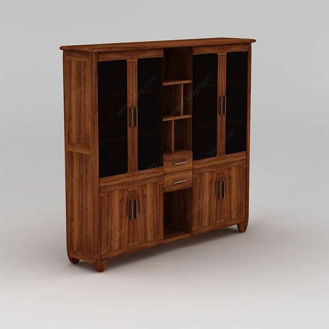 家用实木书柜3D模型