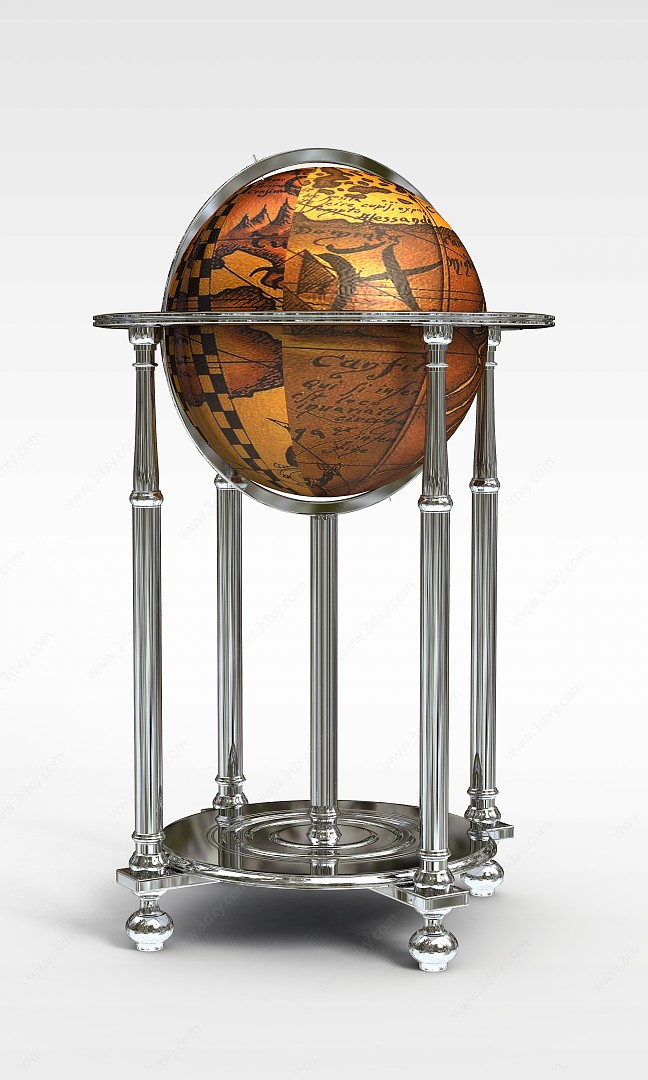 复古地球仪3D模型