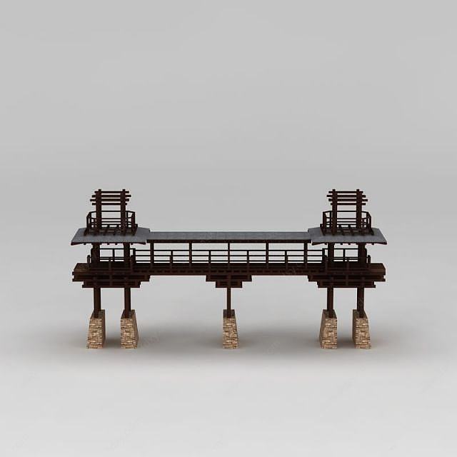 中式园林景观桥3D模型