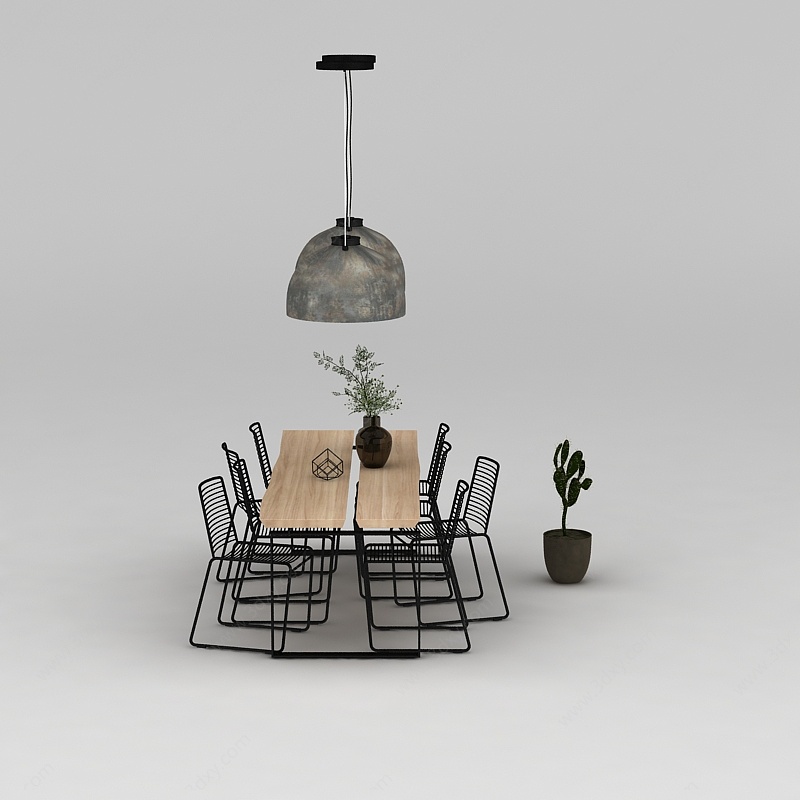 简约饭厅餐桌椅3D模型
