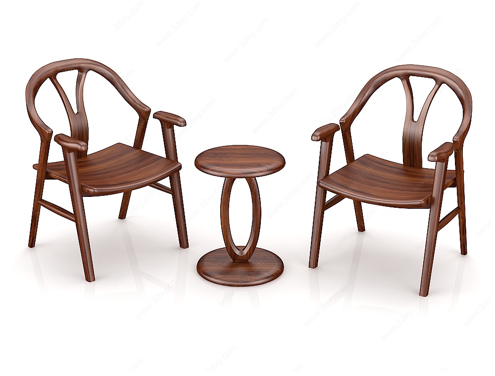 北欧实木休闲桌椅3D模型