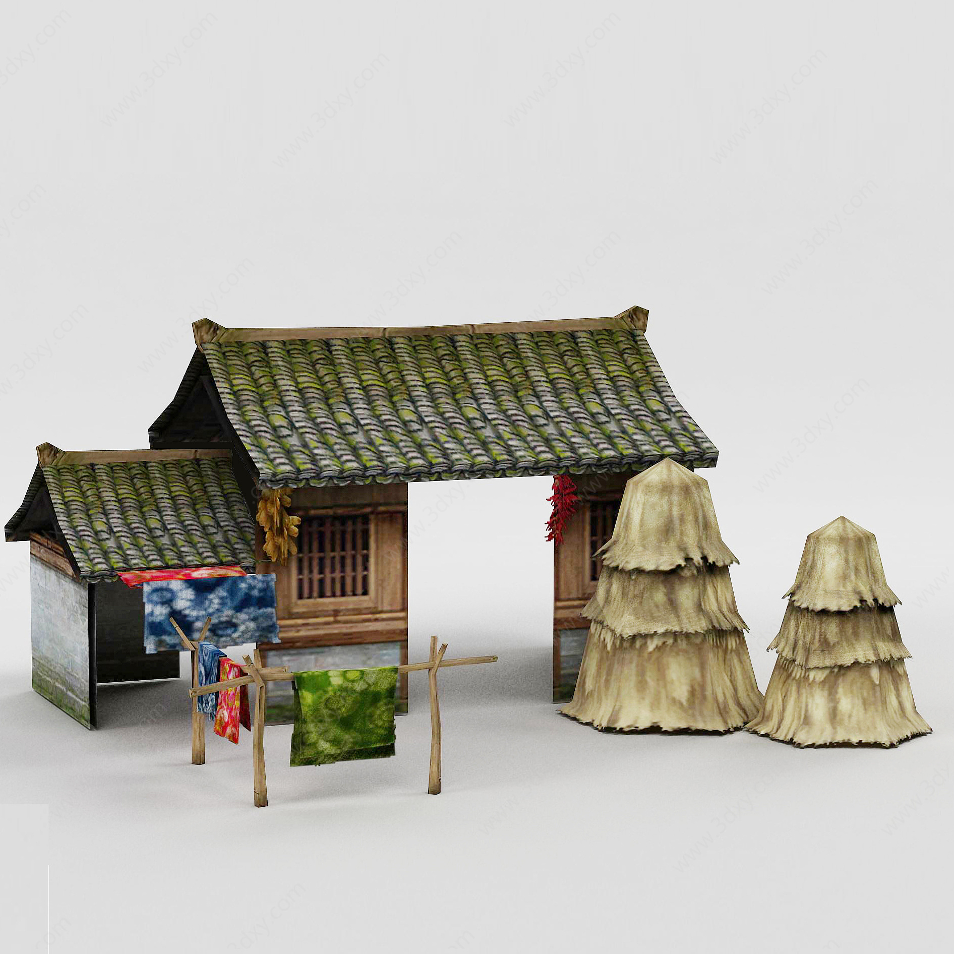 古代茅草屋3D模型