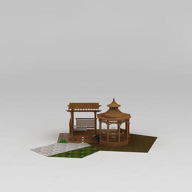 园林花园休息亭3D模型