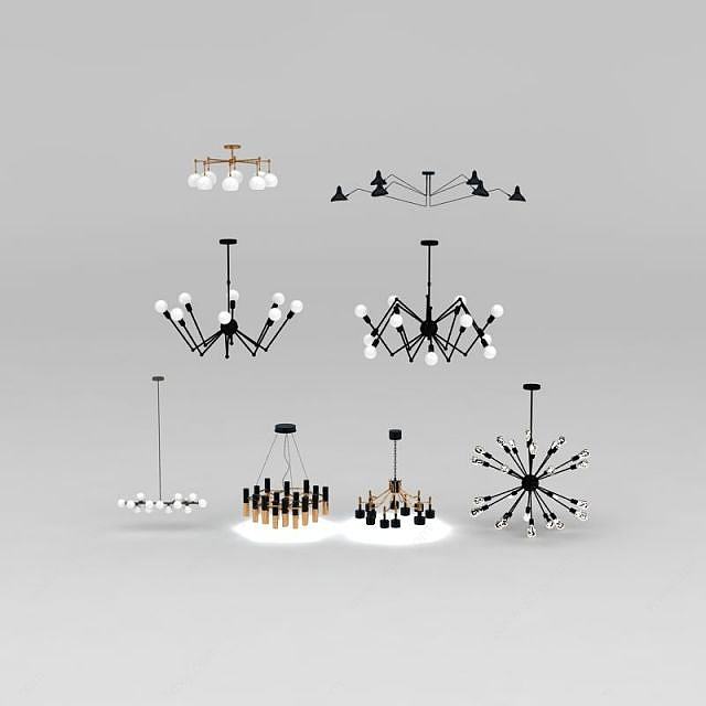 北欧现代创意吊灯组合3D模型
