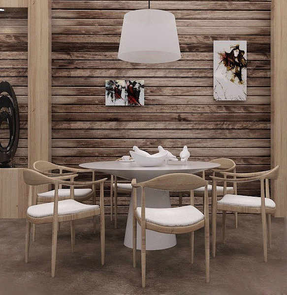 北欧餐厅餐桌椅组合3D模型