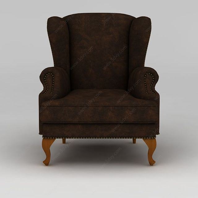 棕色欧式休闲沙发3D模型