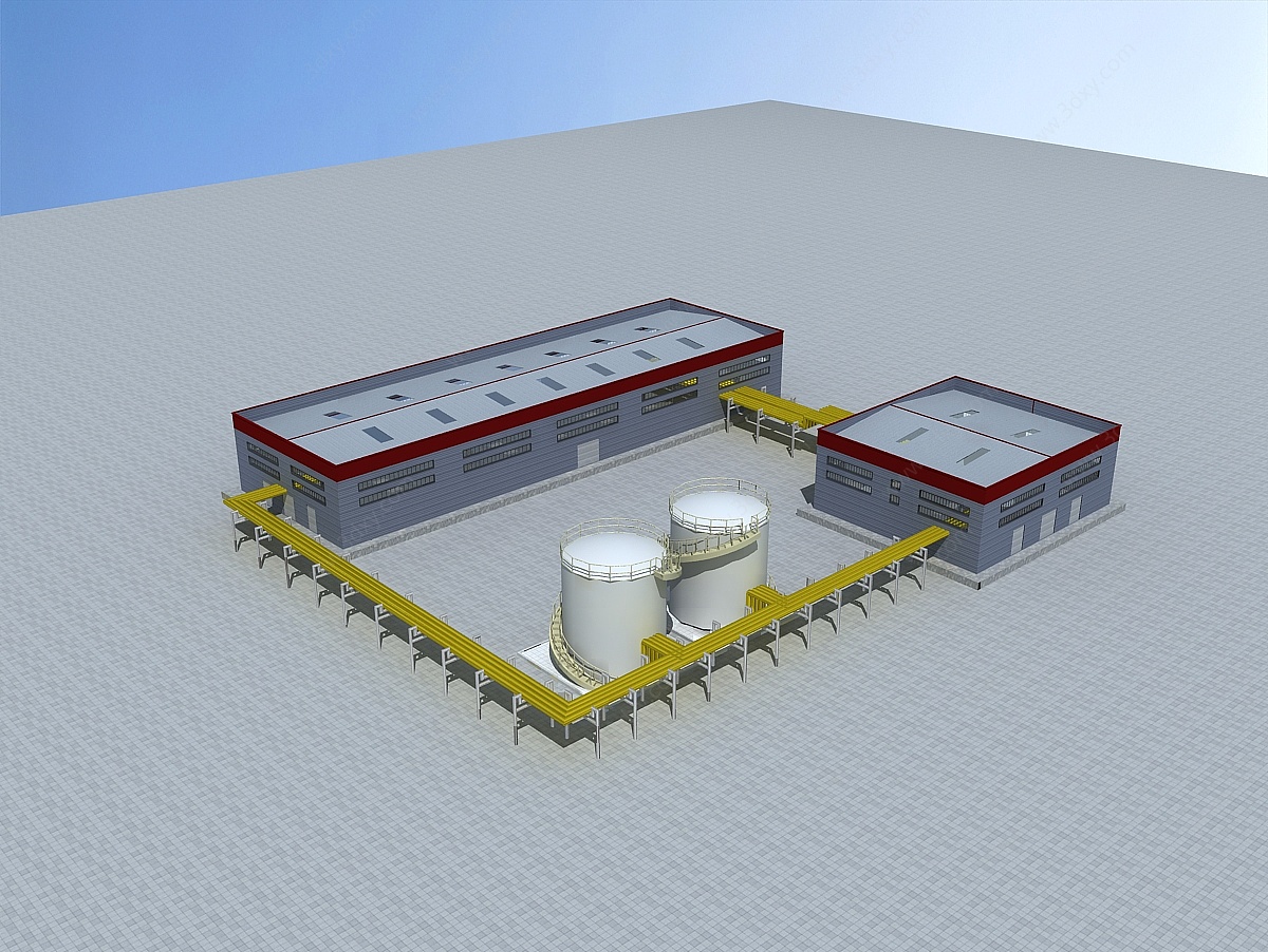 现代工业厂房3D模型