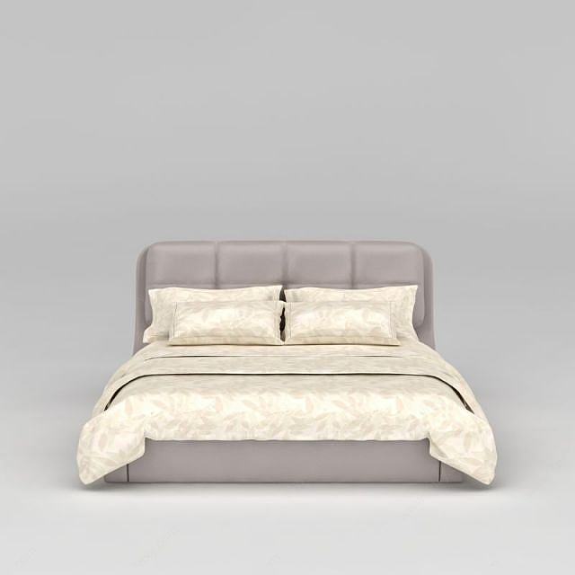 现代舒适双人床3D模型