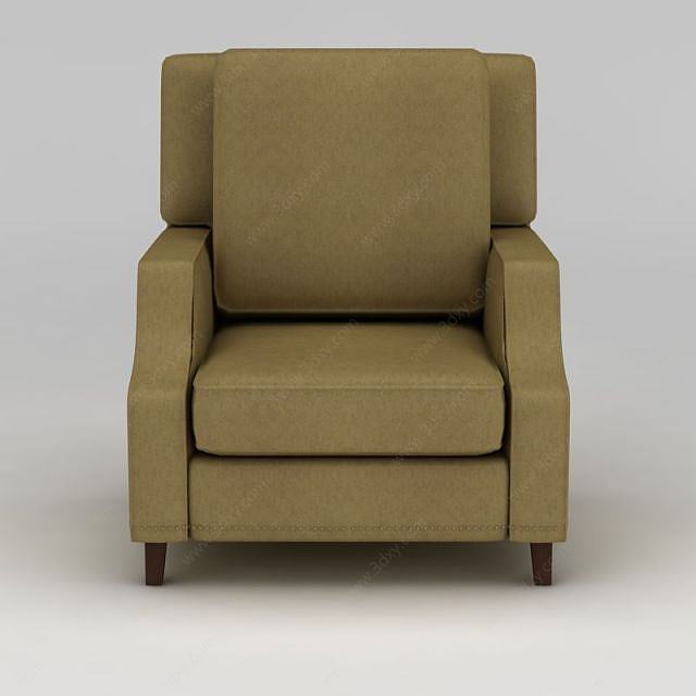 简约布艺单人沙发3D模型