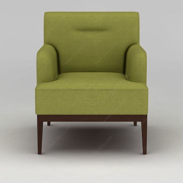 草绿色简约单人沙发3D模型