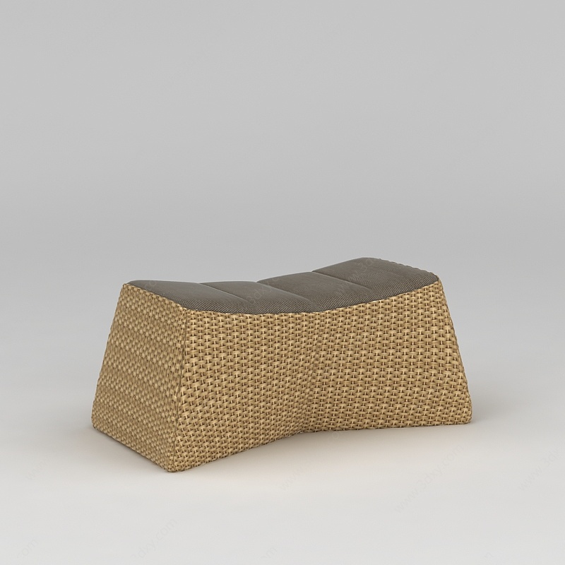 藤编沙发凳3D模型