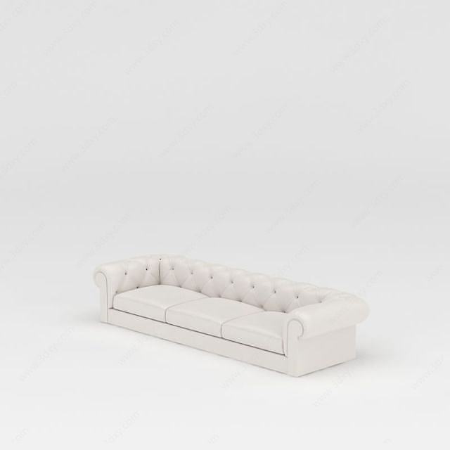 象牙白软包沙发3D模型