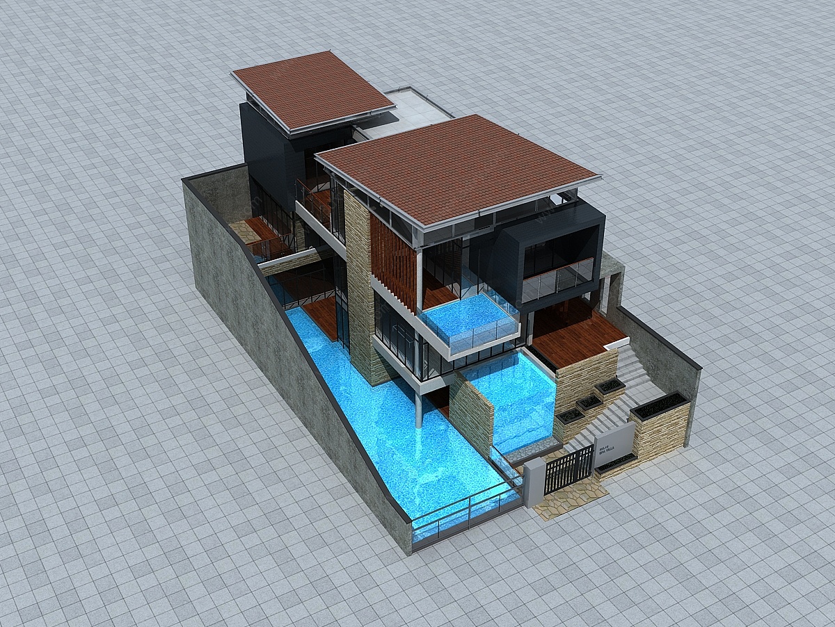 现代独栋别墅3D模型