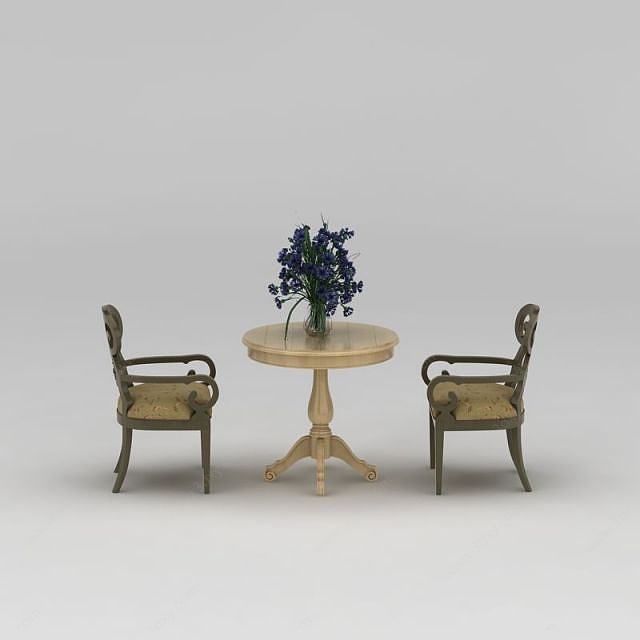 复古休闲桌椅组合3D模型