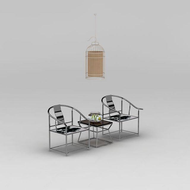 中式风格休闲桌椅3D模型