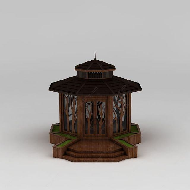 木质凉亭3D模型