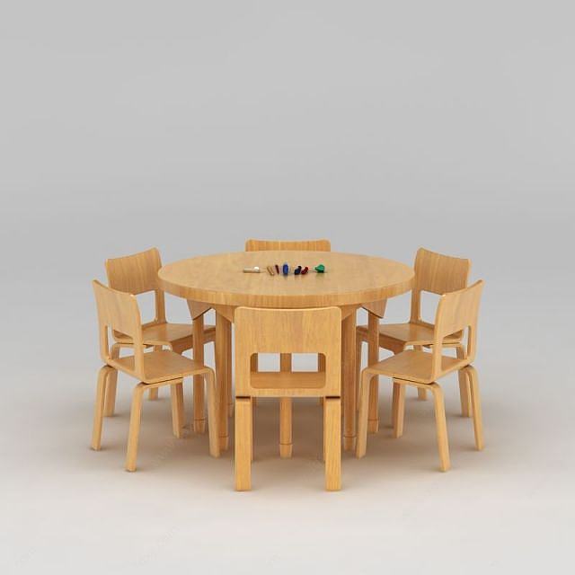 幼儿园实木桌椅3D模型