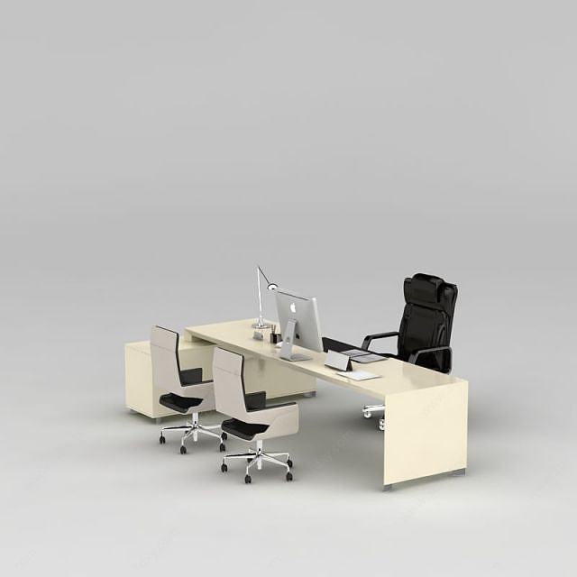 现代老板桌3D模型