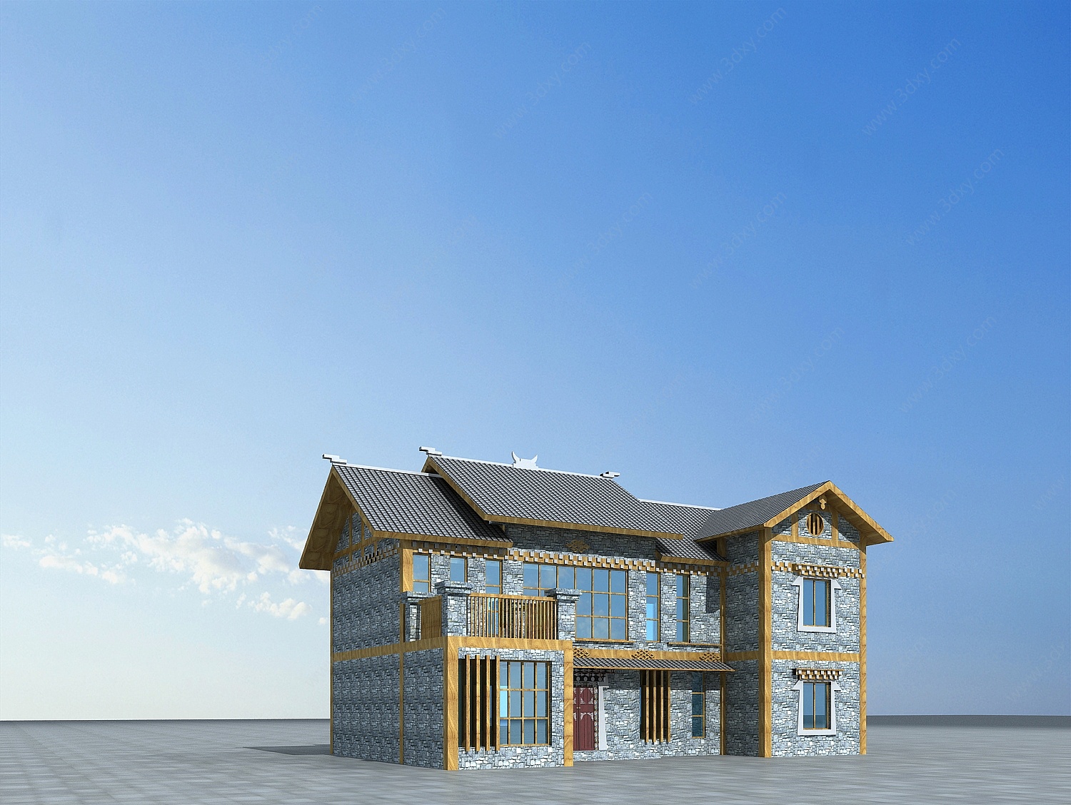 藏式楼房建筑3D模型