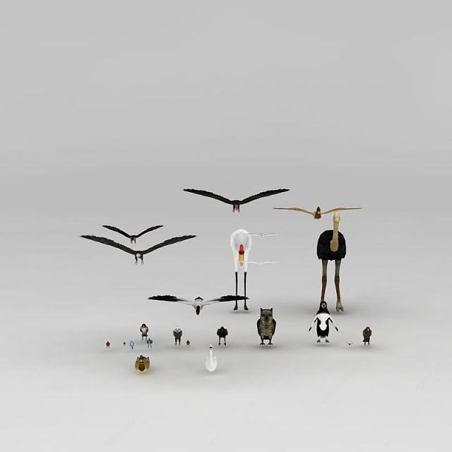 一群鸟3D模型