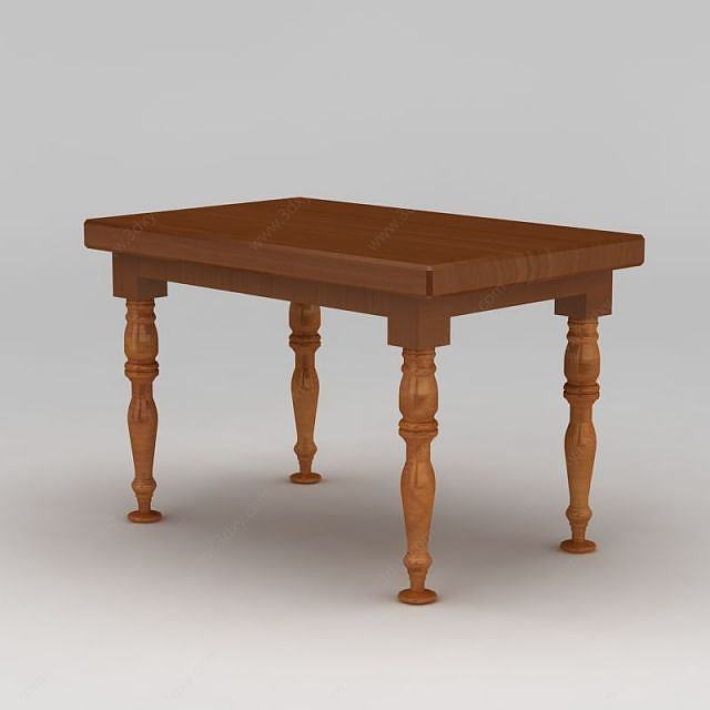 欧式长方形木桌3D模型