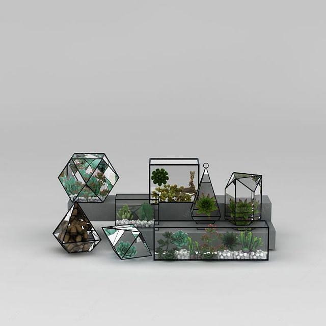 几何玻璃花房3D模型