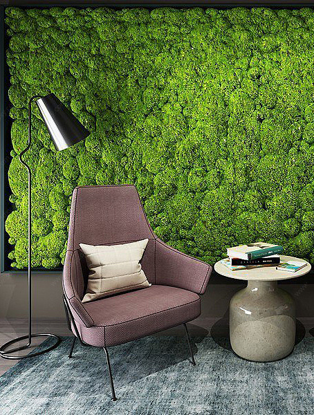 绿苔植物墙休闲椅3D模型