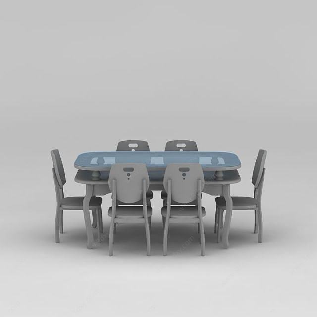 现代灰色桌椅3D模型