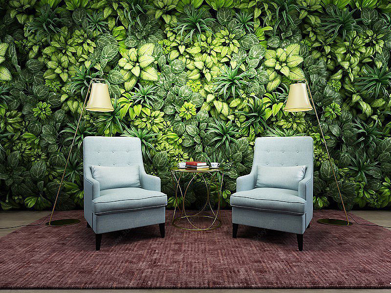 时尚沙发椅植物墙3D模型