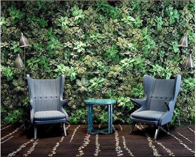 个性沙发茶几植物墙组合3D模型