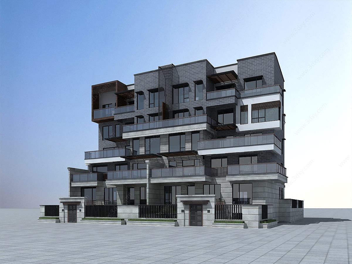 现代多层住宅楼3D模型