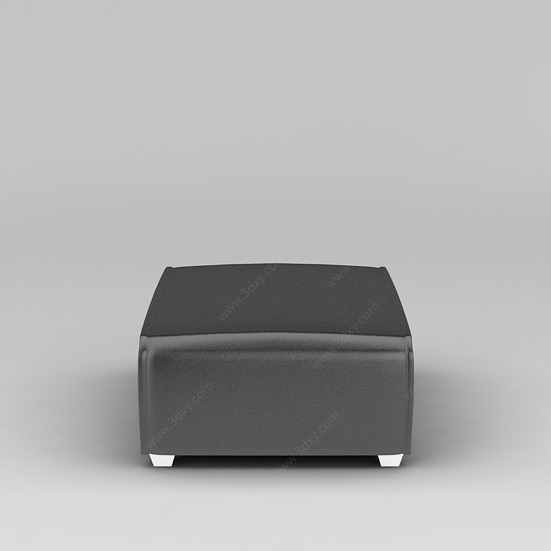 黑色真皮小方凳3D模型