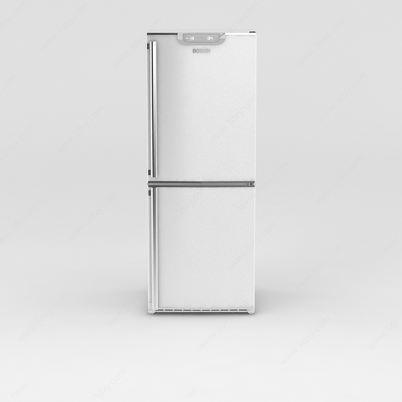 银色两门冰箱3D模型