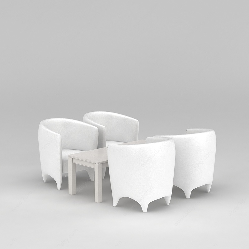 四人休闲咖啡桌椅3D模型