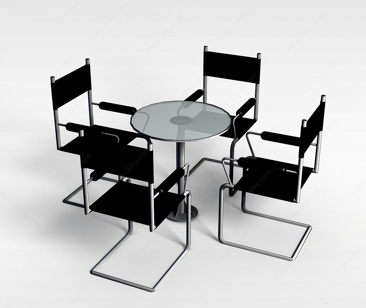 户外黑色休闲桌椅3D模型
