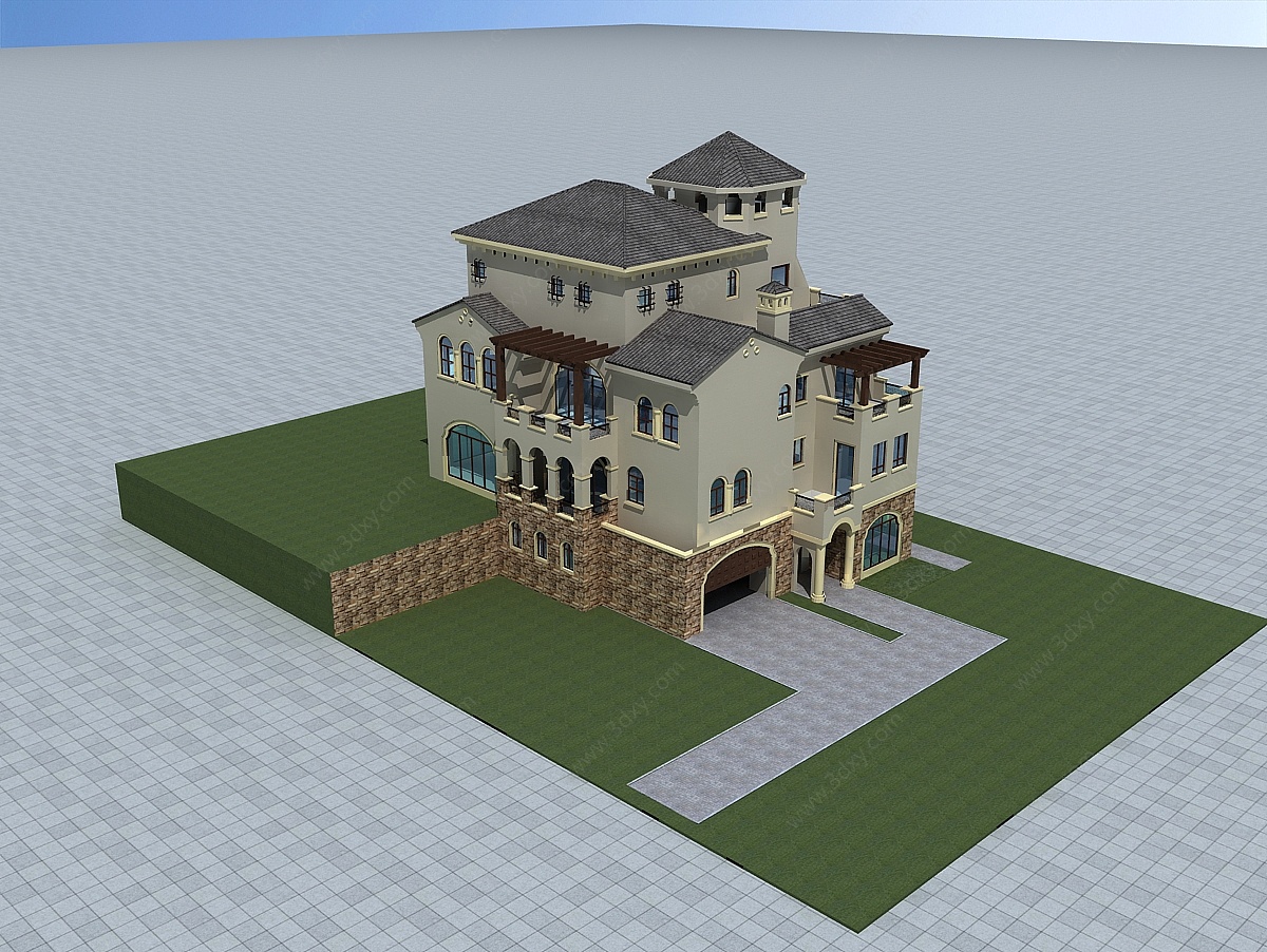 现代欧式风格别墅3D模型