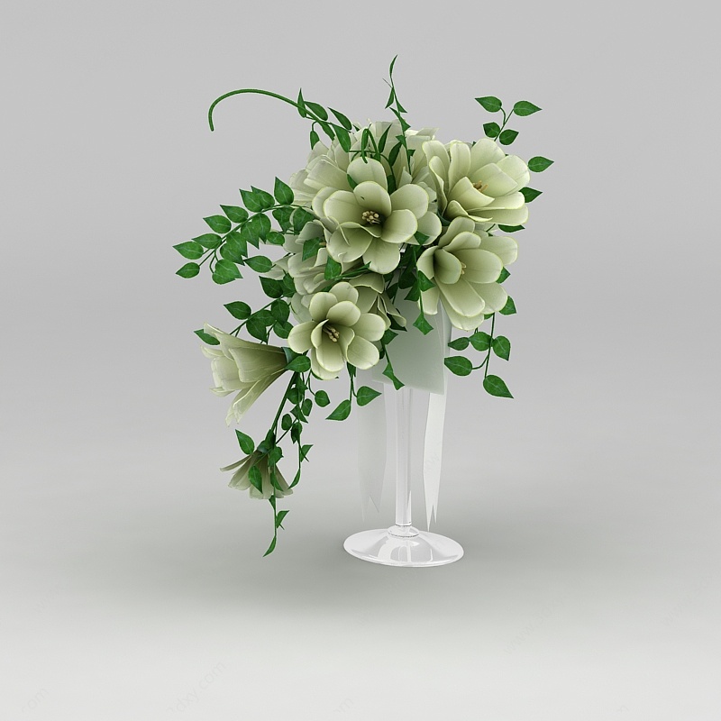 室内仿真花瓶摆件3D模型