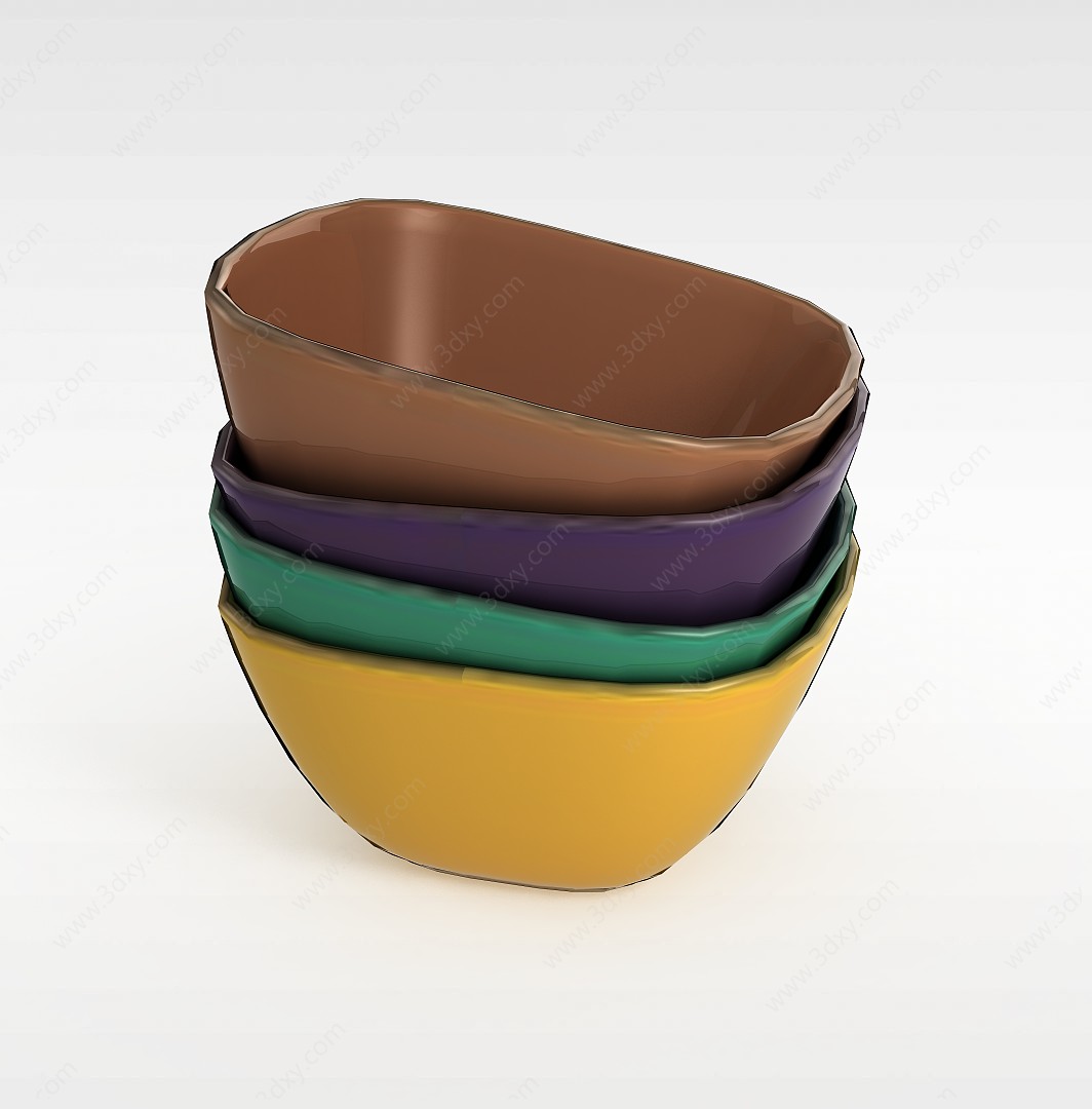 五彩陶瓷碗3D模型