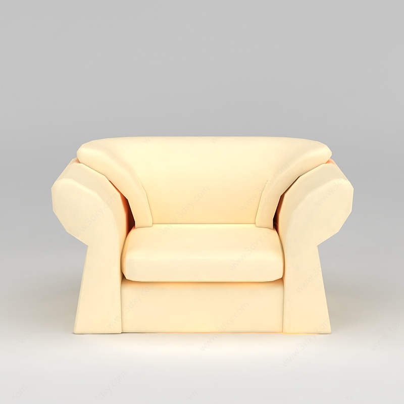 米黄色单人沙发3D模型