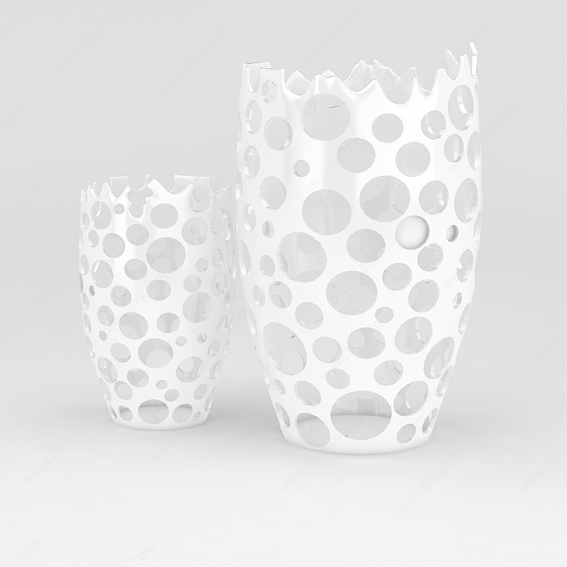 白色镂空工艺花瓶3D模型