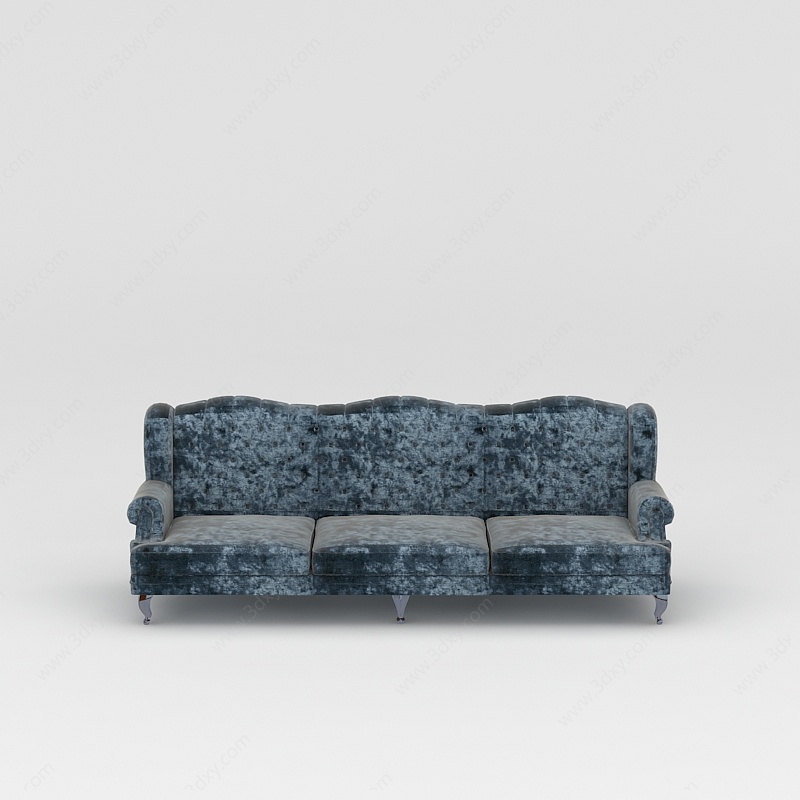 复古花纹三人沙发3D模型