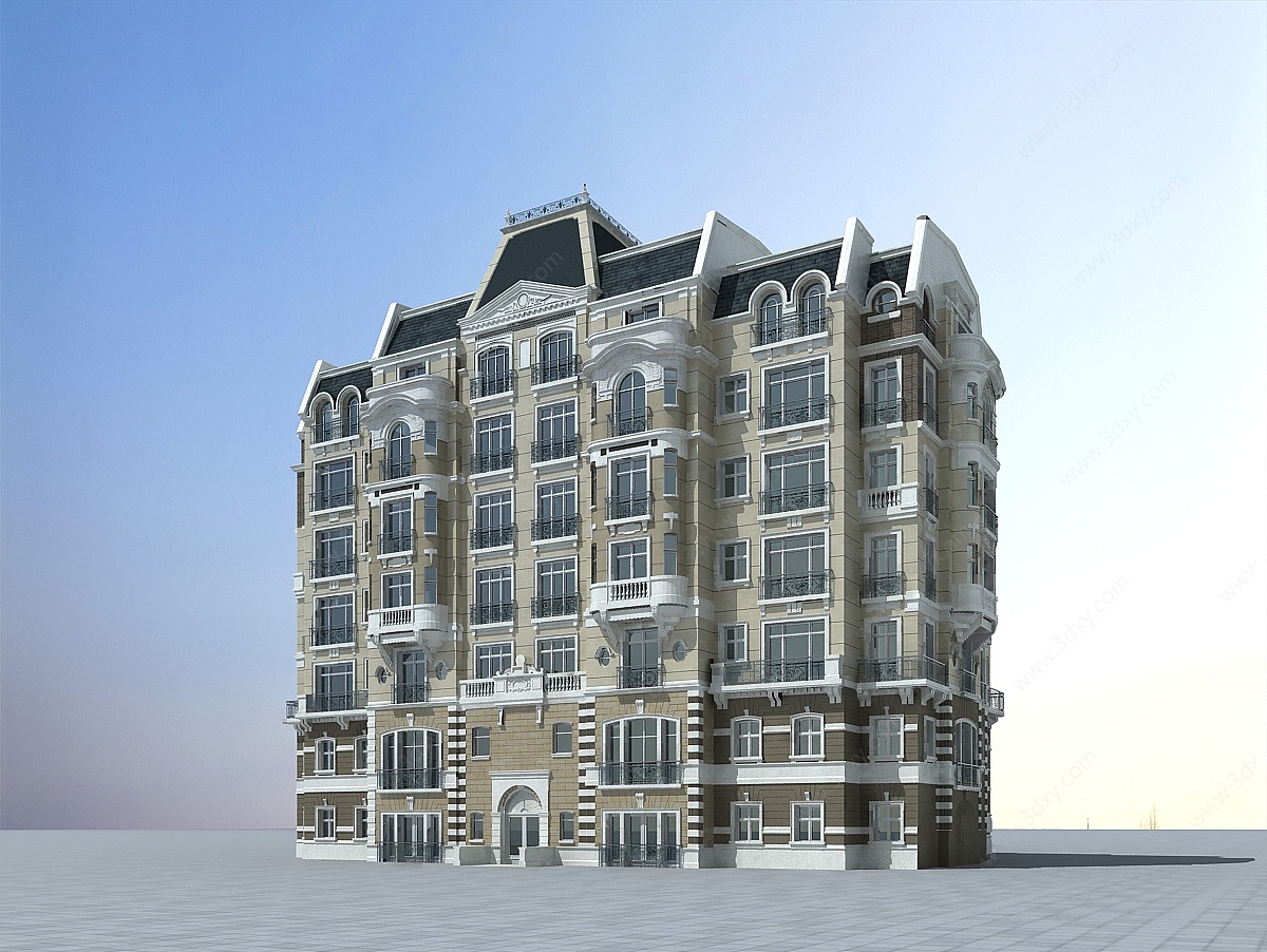 欧式多层住宅建筑3D模型