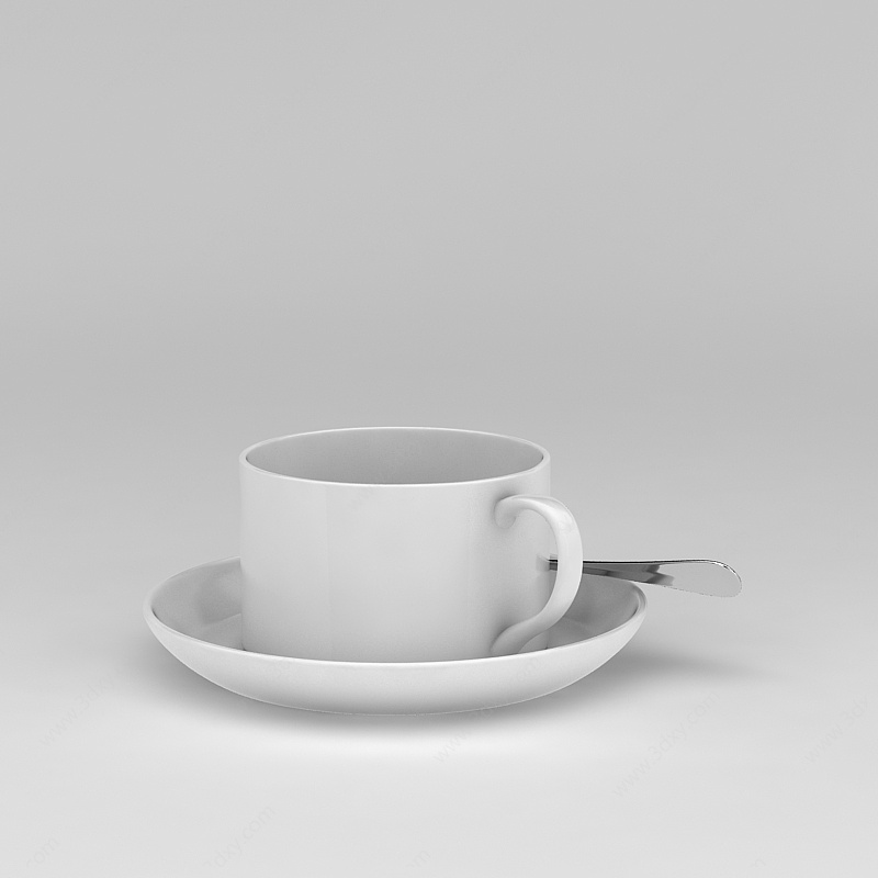白色简约咖啡杯3D模型