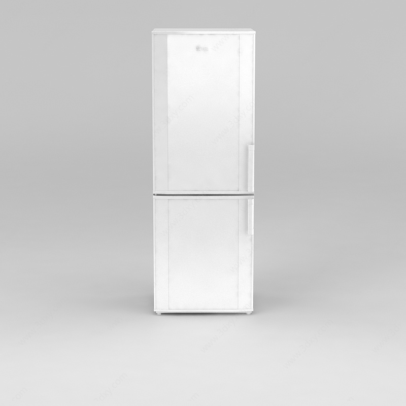 白色双门旧冰箱3D模型