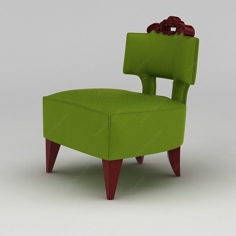 欧式简约草绿色餐椅3D模型