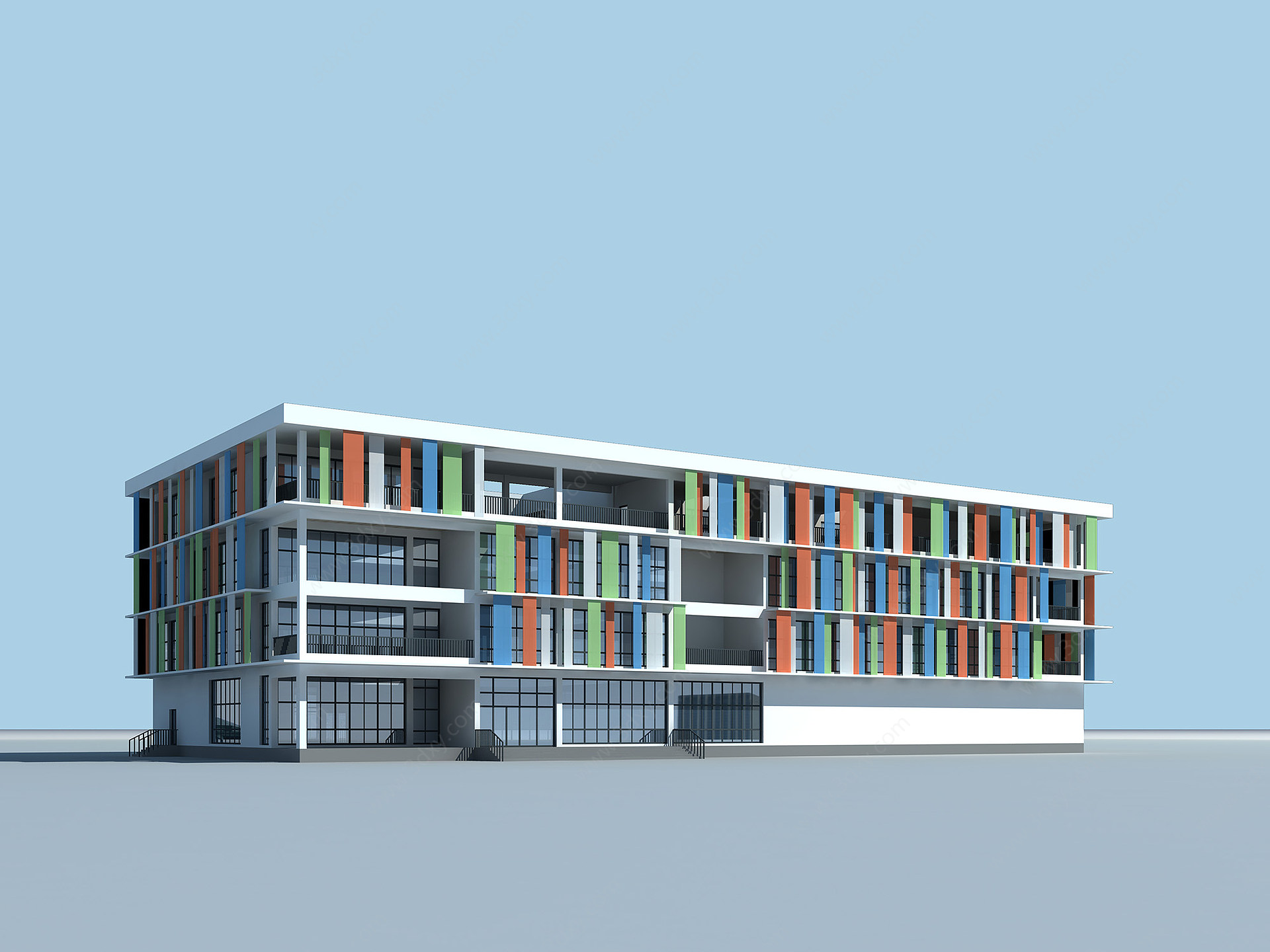 现代时尚四层办公楼3D模型