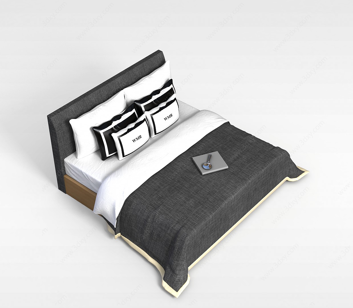 酒店简约双人床3D模型